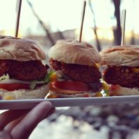 black bean sliders at Smelteverket in Oslo