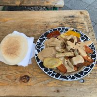 Veganteller with the four sauces. 😎 at Sahara Imbiss - Herrfurthstr in Berlin