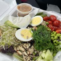 The vegan salad version of the non-vegan earth bowl wrap (according to the cook) menu says the wrap is vegan...grrr at The Juice Hive  in Bluffton