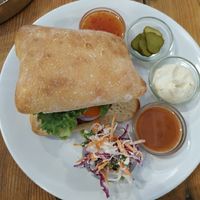 Vegan burger with homemade bread at Zest in Palolem