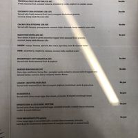 Menu at Zest in Palolem