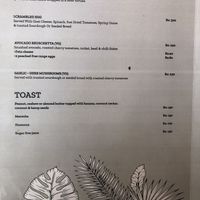 Menu at Zest in Palolem