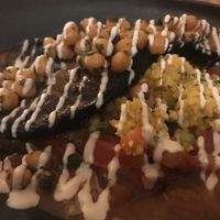 Baked Aubergine with Cous Cous, tahina, chickpeas and tomato salsa at Zwei und Zwanzig in Geisenheim