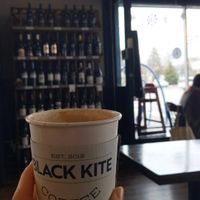 My winter spice latte with almond milk and orange syrup at Black Kite Coffee and Pies in Toledo