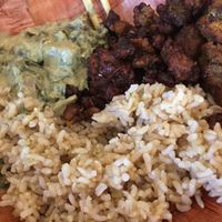 "Korean Chicken" / Rice / Asian Stew  at Umeke Market in Honolulu