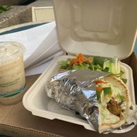 Falafel gyro and Oahu colada   at Umeke Market in Honolulu