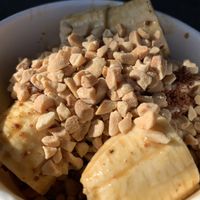 Peanut butter flavour with caramel bananas, chocolate soul, crushed peanuts at goje in Yarraville