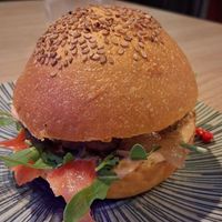 Beyond Burger with sriracha at K2 in Bilbao