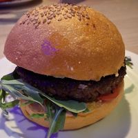 Linda McCartney burger with pickle juice at K2 in Bilbao