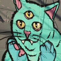 Street Art on the back of Blue Cat Café at Blue Cat Cafe in Austin