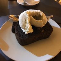 Dark chocolate cake with vanilla ice cream at San Andrea  in Gran Canaria