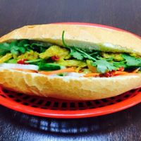 vegan mock 'chicken' lemongrass Banh mi roll  at Banh Mi Cafe in Torrensville