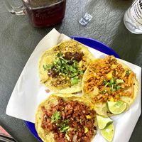 Al pastor, bbq, and I forget which the third taco   at Viko in Mexico City