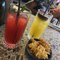 Mocktails and fried pasta (amuse-gueule)doc  at Zizzi - Queensferry St in Edinburgh