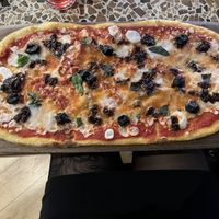 Vegan Margarita pizza with extra olives and caramelized balsamic onions Pizza  at Zizzi - Queensferry St in Edinburgh