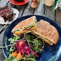 Vegan Panini and Vegan Brownie at Moore & Moore Cafe in Fremantle