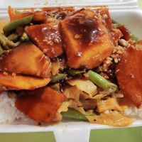 Curry vegetables, french bean with tofu, rojak and rice - only $2.80 at 3 Dishes Rice 三样菜饭 - Bugis in Central Singapore