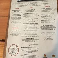 The current menu 2/11/17 at Earth and Stars in Brighton