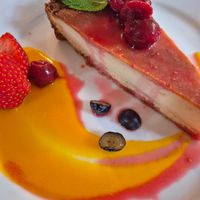 Delicious almond cheesecake at Earth and Stars in Brighton