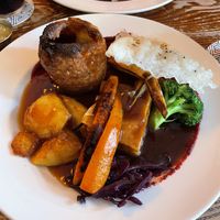 Vegan pork belly roast with rice paper crackling   at Earth and Stars in Brighton