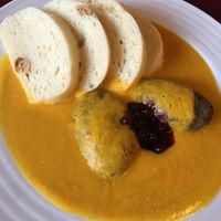 Traditional dumpling dish at Vegan's Prague in Prague