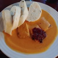 Szegedin goulash with dumplings at Vegan's Prague in Prague