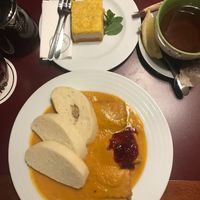 Svíčková, cake, and tea at Vegan's Prague in Prague