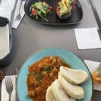 Gulasch and Stuffes Sweet Potatoe at Vegan's Prague in Prague