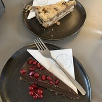 Heaven on Earth 🤤😍 baked apple pie and raw pomegranate cake #Veganuary at Vegan's Prague in Prague