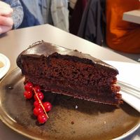 Chocolate cake at Vegan's Prague in Prague