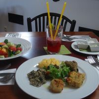 Vegan feast and homemade lemonade at Vegan's Prague in Prague