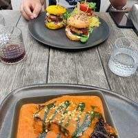 Zucchini Lasagna and Mini Burger Variation at Vegan's Prague in Prague