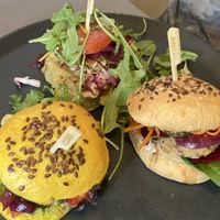 Trio variation of burgers  at Vegan's Prague in Prague