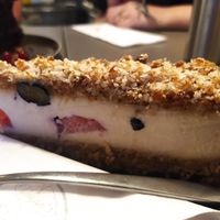 Raw blueberry-raspberry cake at Vegan's Prague in Prague