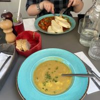 Soup of the day and goulash   at Vegan's Prague in Prague