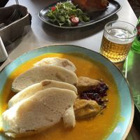 Svickova with dumplings   at Vegan's Prague in Prague