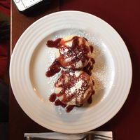 hot fruit dumplings at Vegan's Prague in Prague