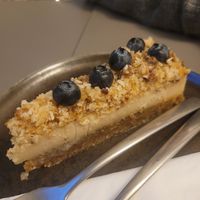 blueberry crumble cake at Vegan's Prague in Prague