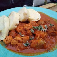 Goulash with soy balls and cabbage + dumplings at Vegan's Prague in Prague