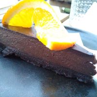 Orange-chocolate cake at Vegan's Prague in Prague