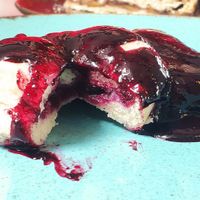 Dumplings with berry sauce at Vegan's Prague in Prague