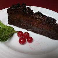 Raw chocolate and date cake at Vegan's Prague in Prague