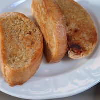 Tasty "toasted bread" actually fried garlic bread 😋 at Vegan's Prague in Prague