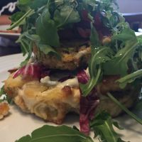 GF burger- tower of delicious layers at Vegan's Prague in Prague