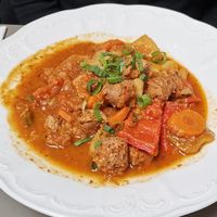 Potato goulash at Vegan's Prague in Prague