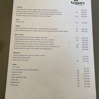 Food Menu  at Vegan's Prague in Prague