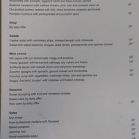The food menu at Vegan's Prague in Prague