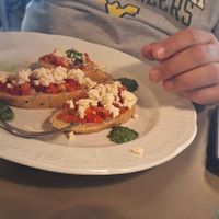 Bruschetta with tomatoes and peppers at Vegan's Prague in Prague