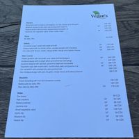 Menu at Vegan's Prague in Prague