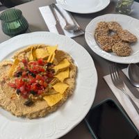 hummus with raw buckwheat crackers at Vegan's Prague in Prague